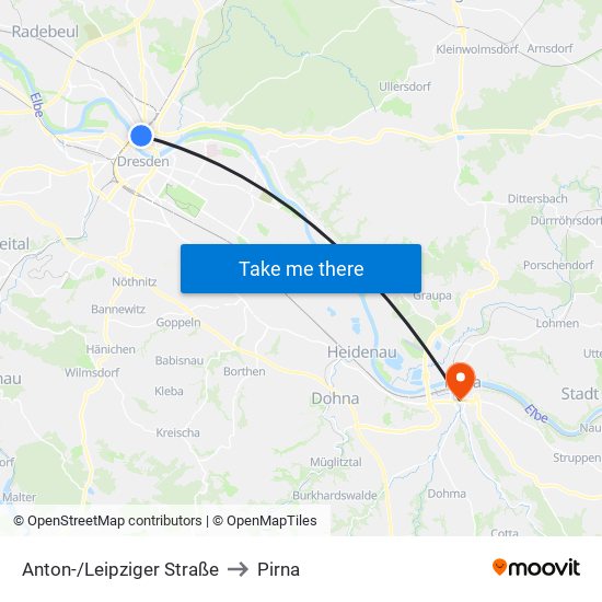 Anton-/Leipziger Straße to Pirna map