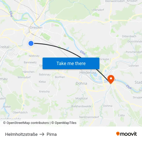Helmholtzstraße to Pirna map