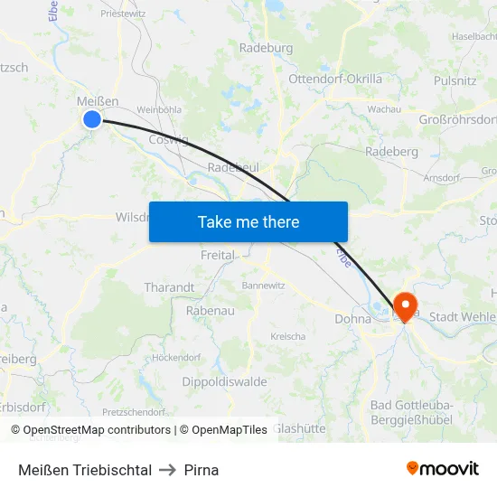 Meißen Triebischtal to Pirna map