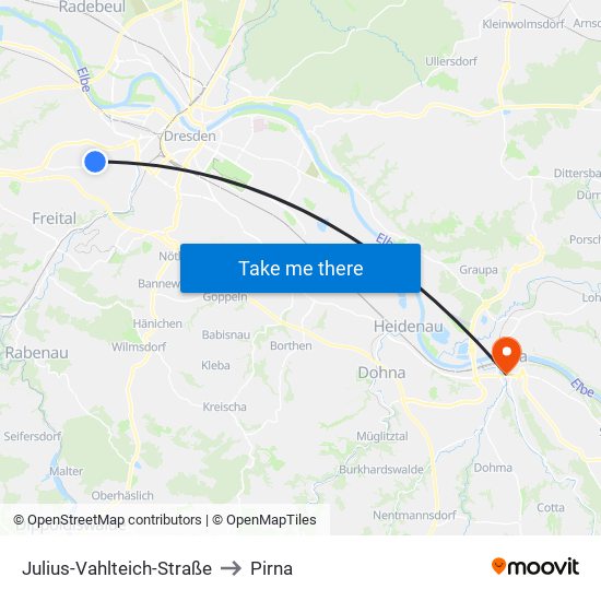 Julius-Vahlteich-Straße to Pirna map