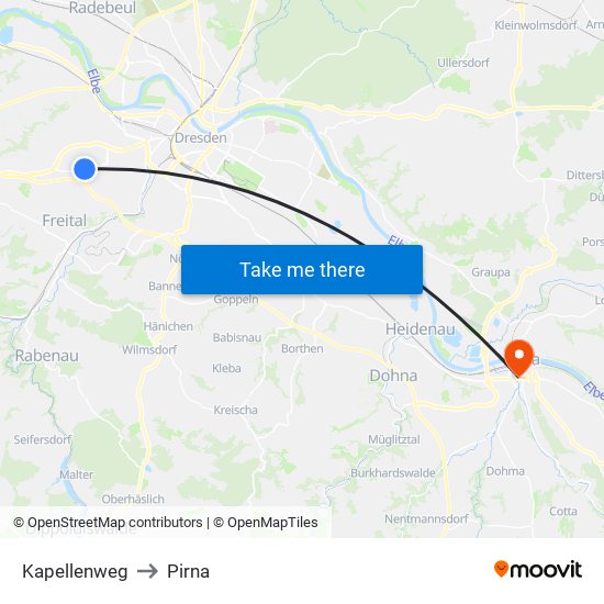 Kapellenweg to Pirna map