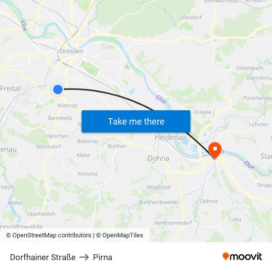 Dorfhainer Straße to Pirna map