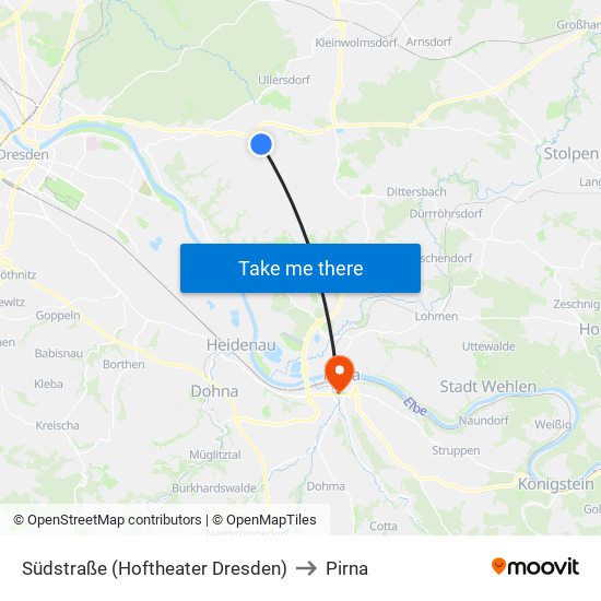 Südstraße (Hoftheater Dresden) to Pirna map