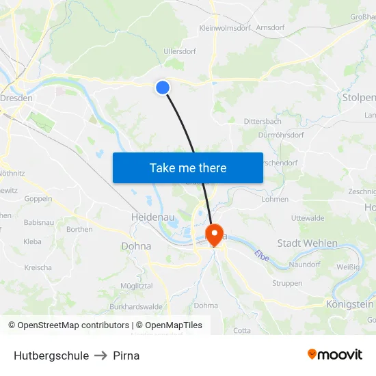 Hutbergschule to Pirna map