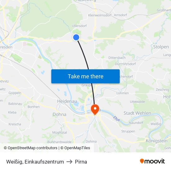 Weißig, Einkaufszentrum to Pirna map