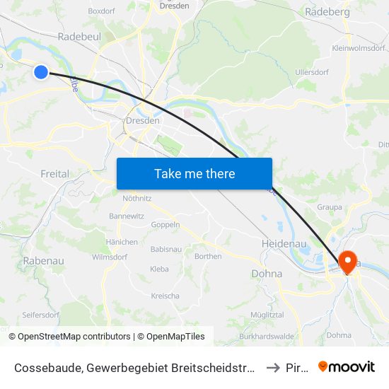 Cossebaude, Gewerbegebiet Breitscheidstraße to Pirna map