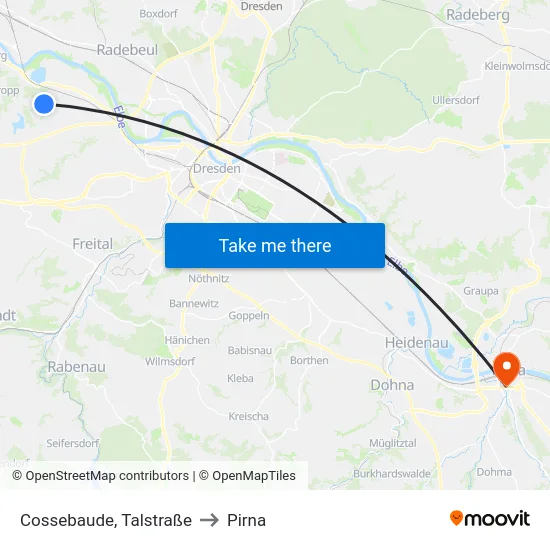 Cossebaude, Talstraße to Pirna map