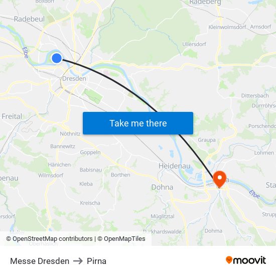 Messe Dresden to Pirna map