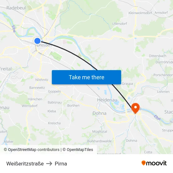 Weißeritzstraße to Pirna map
