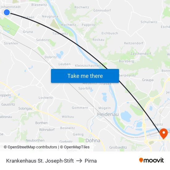 Krankenhaus St. Joseph-Stift to Pirna map