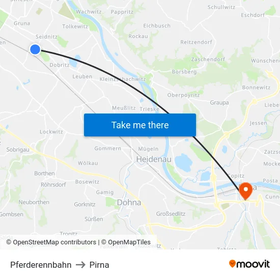 Pferderennbahn to Pirna map