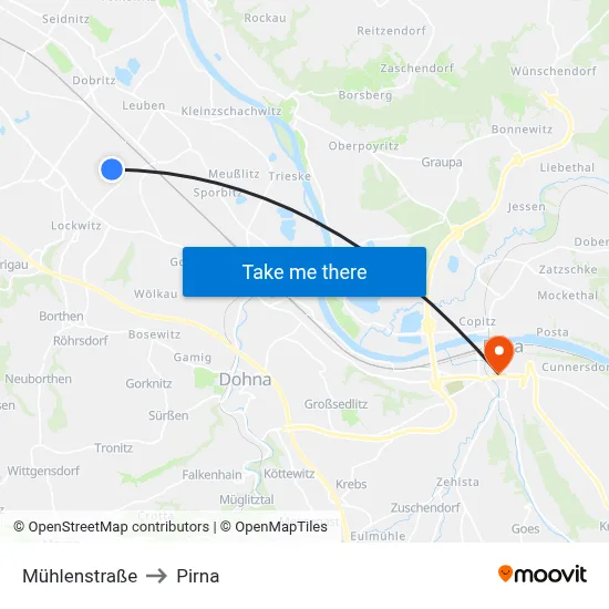 Mühlenstraße to Pirna map