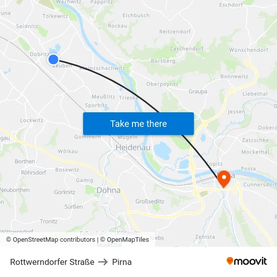Rottwerndorfer Straße to Pirna map