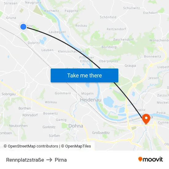 Rennplatzstraße to Pirna map