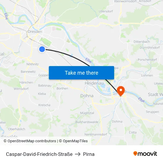 Caspar-David-Friedrich-Straße to Pirna map