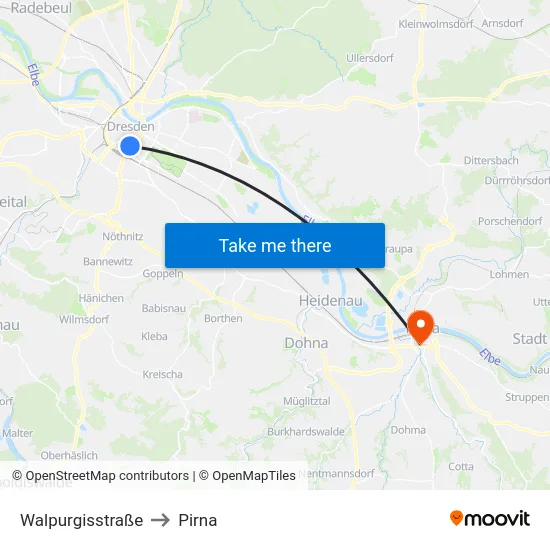 Walpurgisstraße to Pirna map
