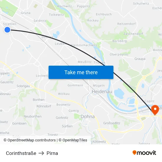 Corinthstraße to Pirna map