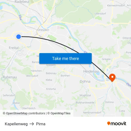 Kapellenweg to Pirna map