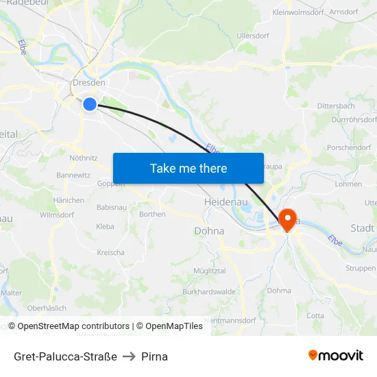 Gret-Palucca-Straße to Pirna map