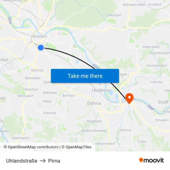 Uhlandstraße to Pirna map