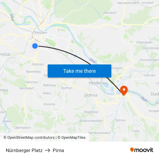 Nürnberger Platz to Pirna map