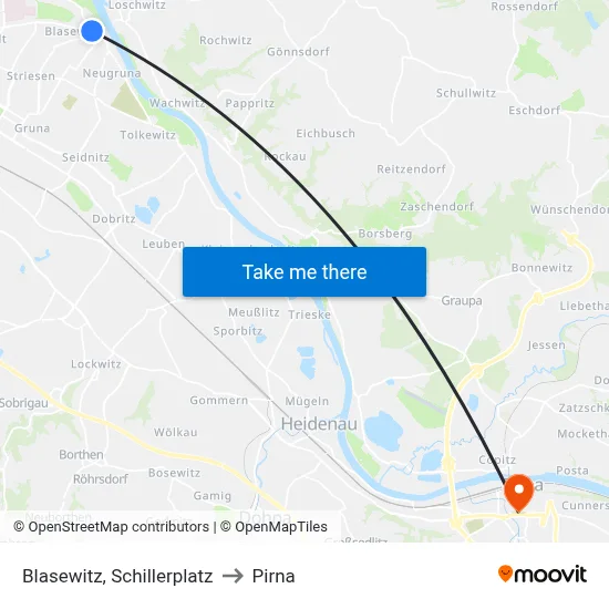 Blasewitz, Schillerplatz to Pirna map