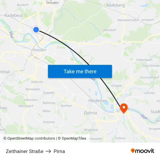Zeithainer Straße to Pirna map