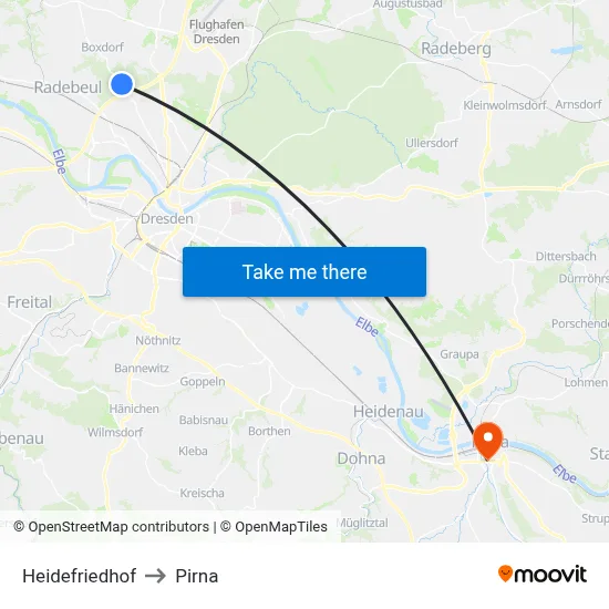 Heidefriedhof to Pirna map