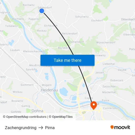 Zachengrundring to Pirna map