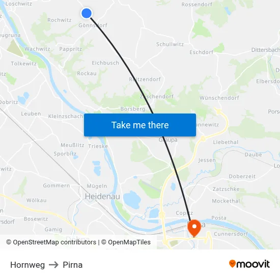 Hornweg to Pirna map