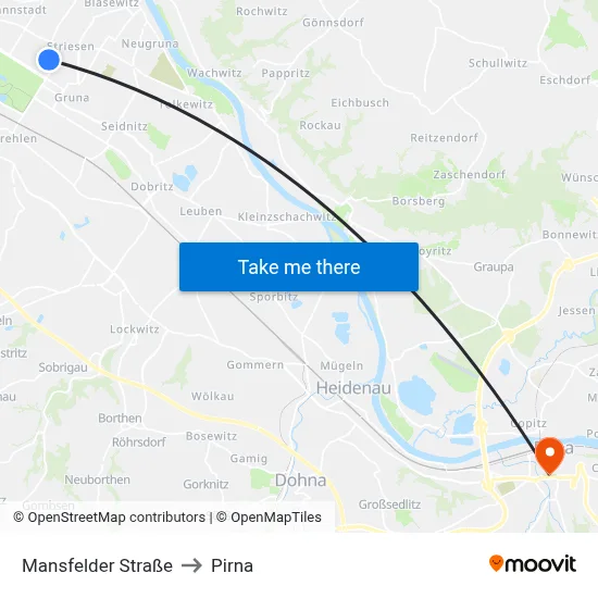 Mansfelder Straße to Pirna map