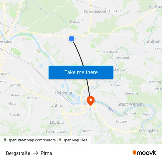 Bergstraße to Pirna map