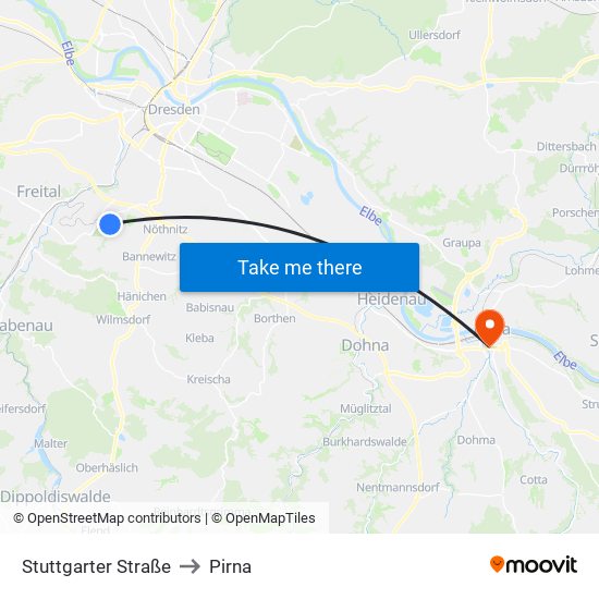 Stuttgarter Straße to Pirna map