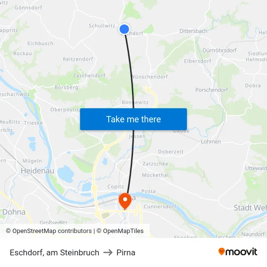 Eschdorf, am Steinbruch to Pirna map