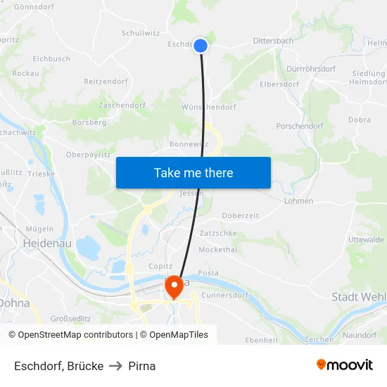 Eschdorf, Brücke to Pirna map