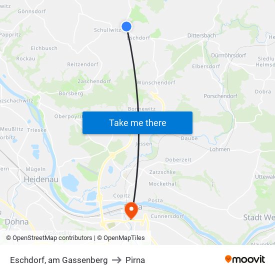 Eschdorf, am Gassenberg to Pirna map