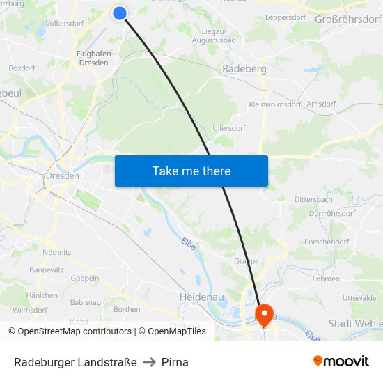 Radeburger Landstraße to Pirna map