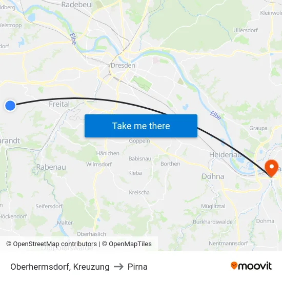 Oberhermsdorf, Kreuzung to Pirna map