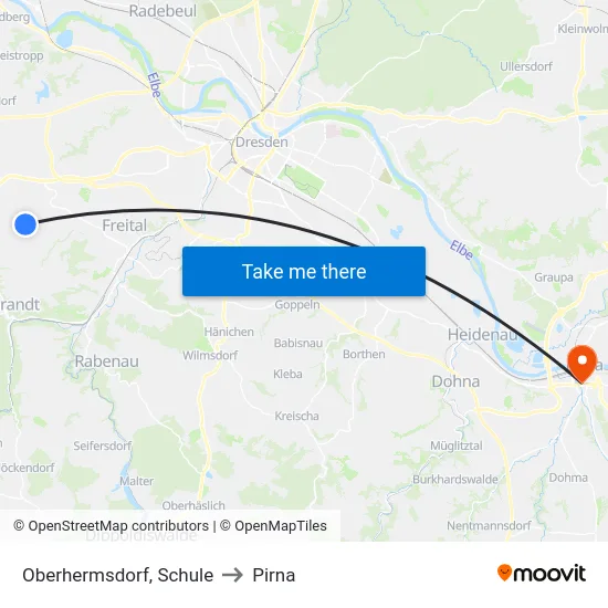 Oberhermsdorf, Schule to Pirna map