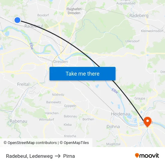 Radebeul, Ledenweg to Pirna map