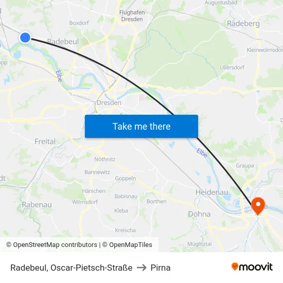 Radebeul, Oscar-Pietsch-Straße to Pirna map