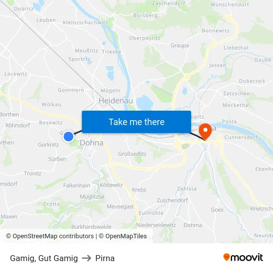 Gamig, Gut Gamig to Pirna map