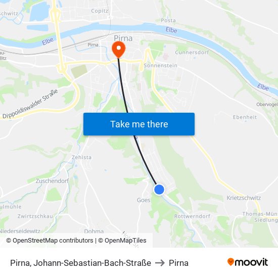 Pirna, Johann-Sebastian-Bach-Straße to Pirna map