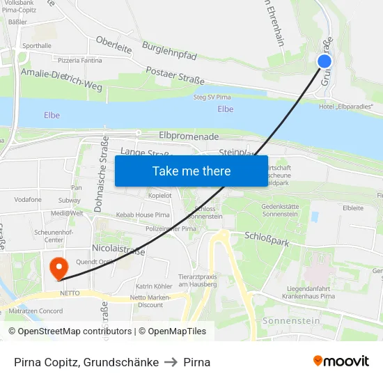 Pirna Copitz, Grundschänke to Pirna map