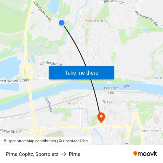 Pirna Copitz, Sportplatz to Pirna map