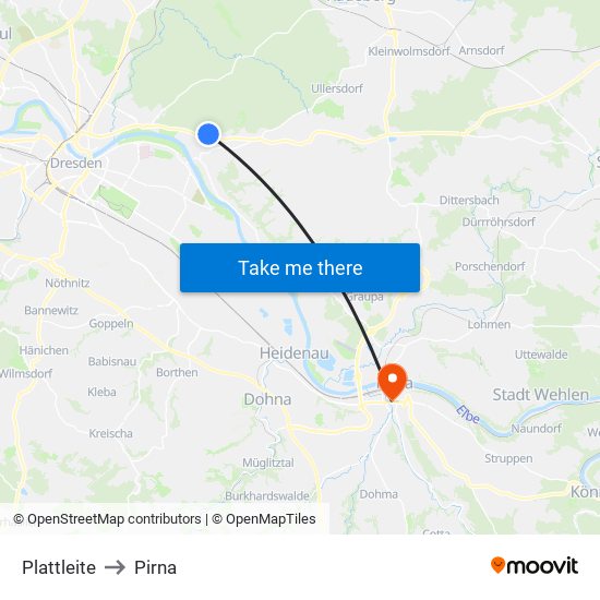 Plattleite to Pirna map
