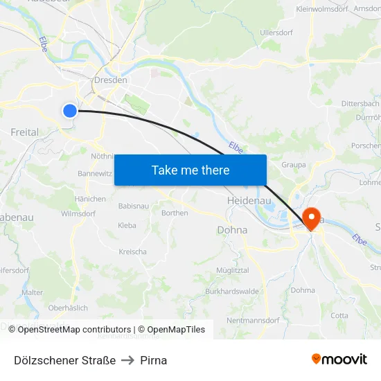 Dölzschener Straße to Pirna map