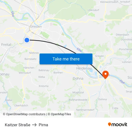 Kaitzer Straße to Pirna map