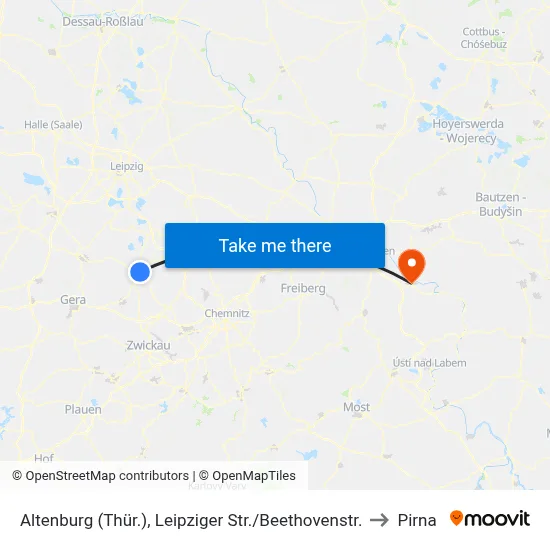 Altenburg (Thür.), Leipziger Str./Beethovenstr. to Pirna map