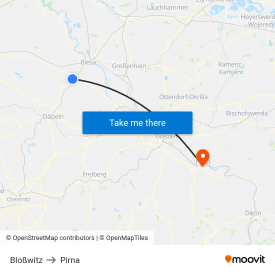 Bloßwitz to Pirna map